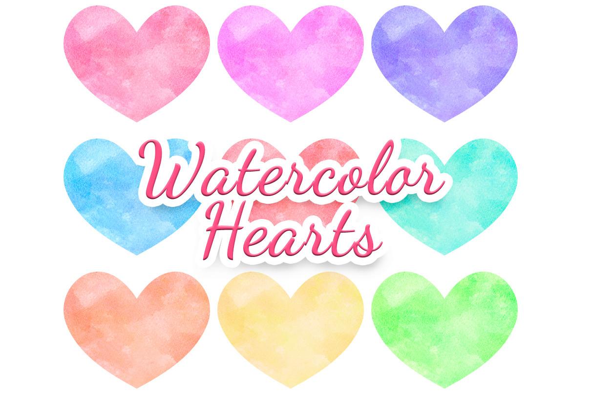 Watercolor Hearts Clipart
