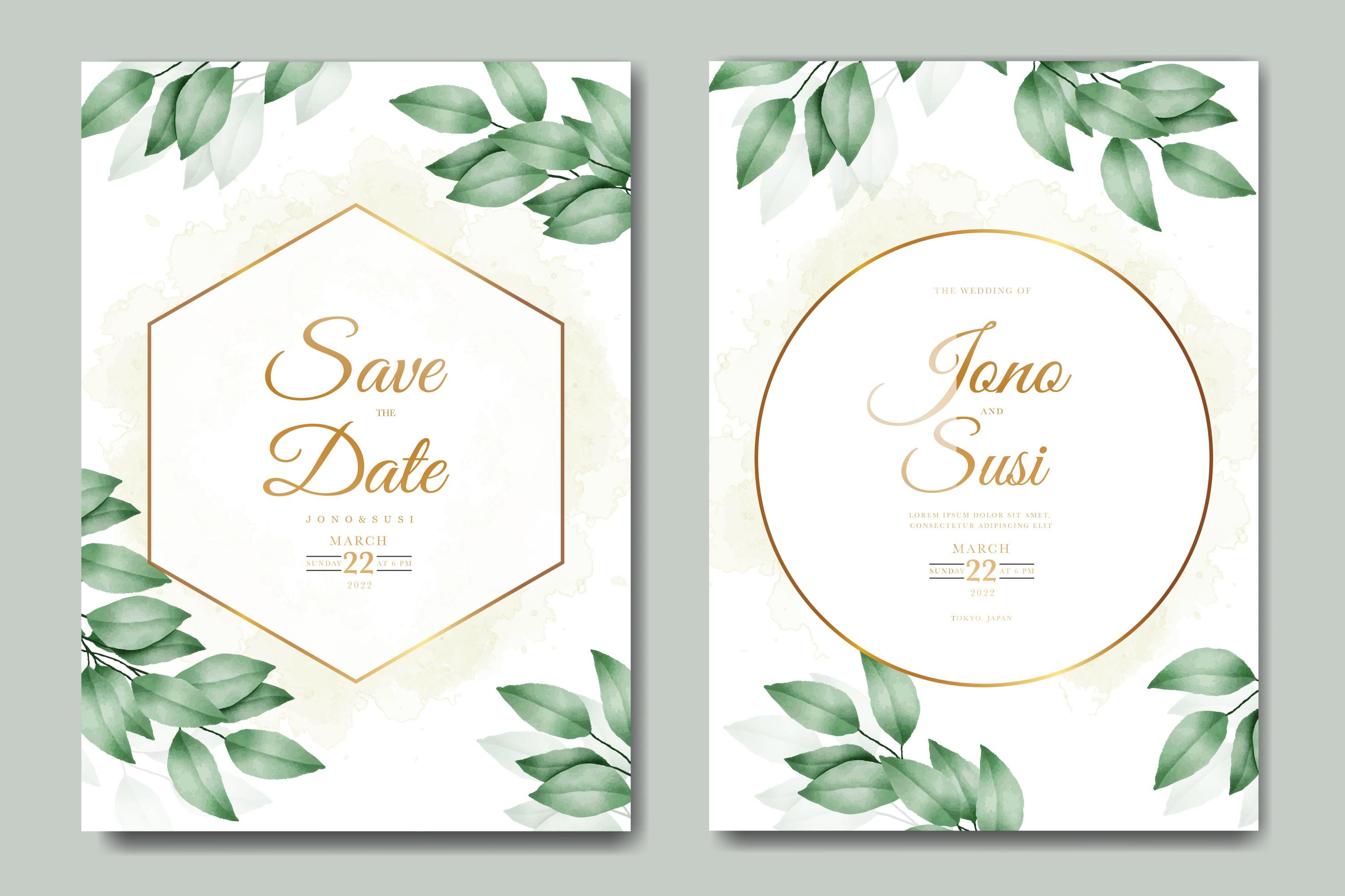 Greenery Wedding Invitation Card Leaves
