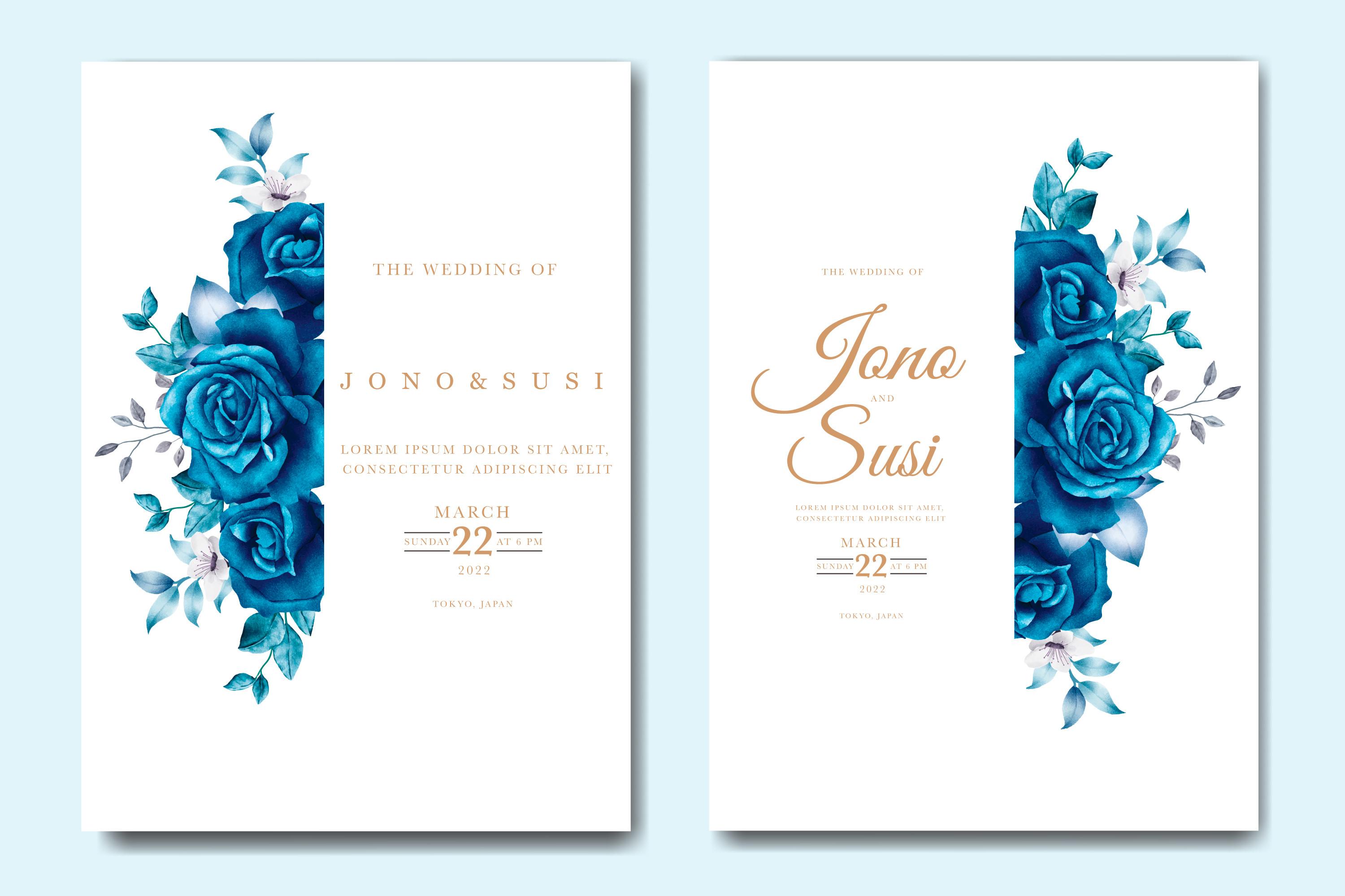 Navy Blue Floral Watercolor