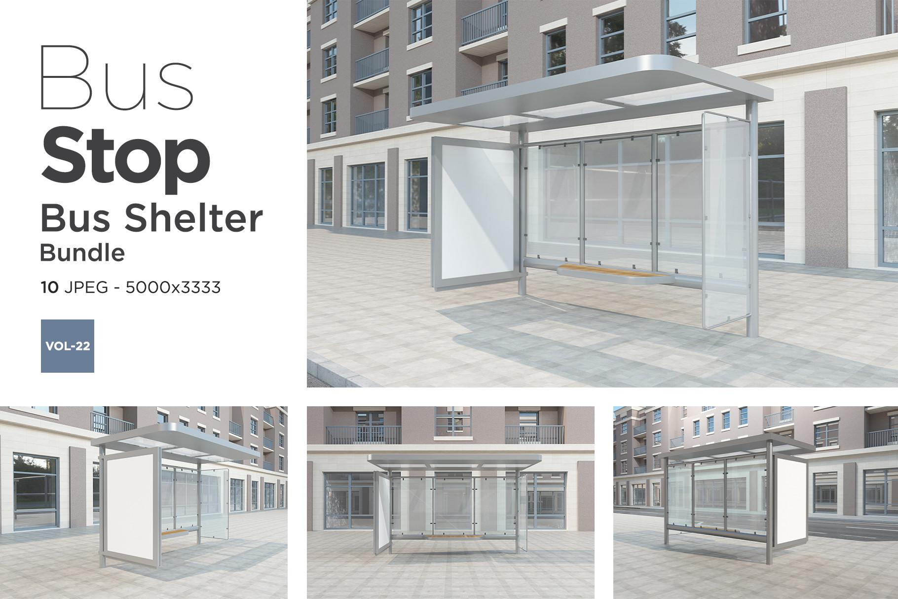 Bus Stop Bus Shelter Mockup Vol- 22