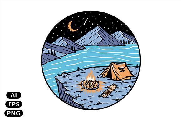 View of Mountains and Lakes at Night
