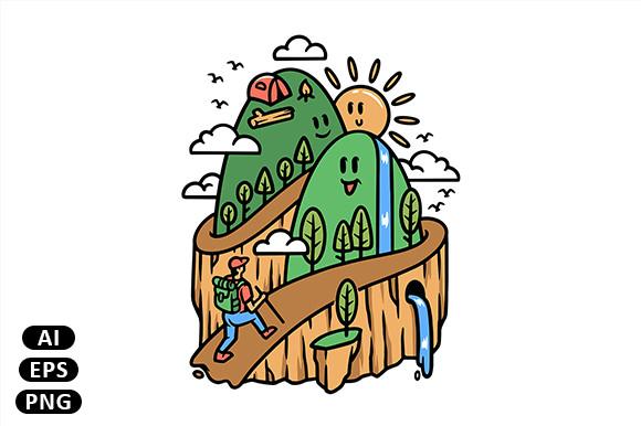 Cute Mountain and Hiker