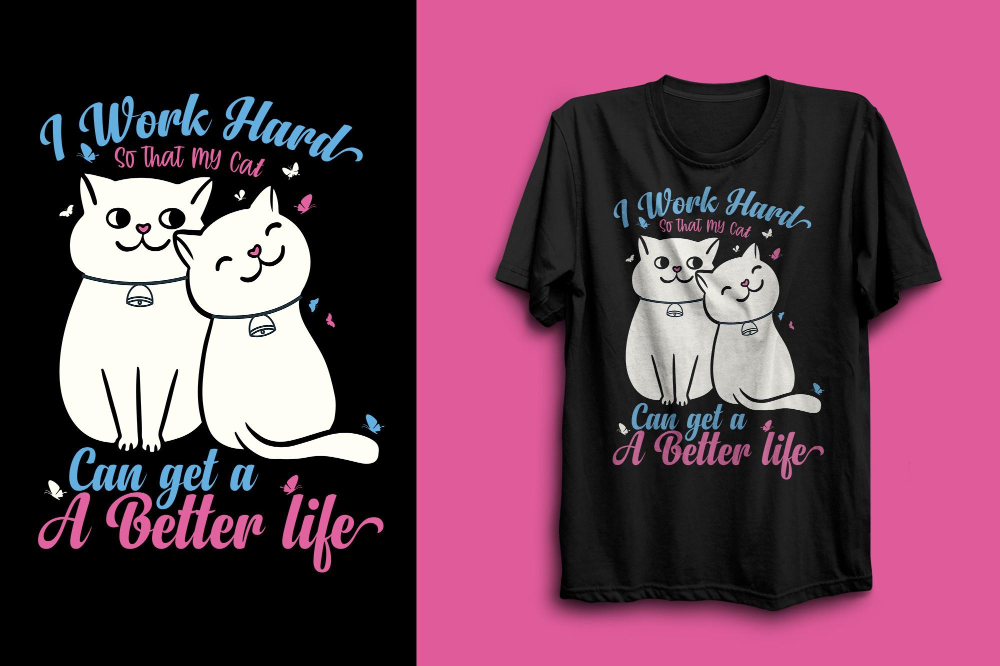Girl Love Cat T Shirt Design