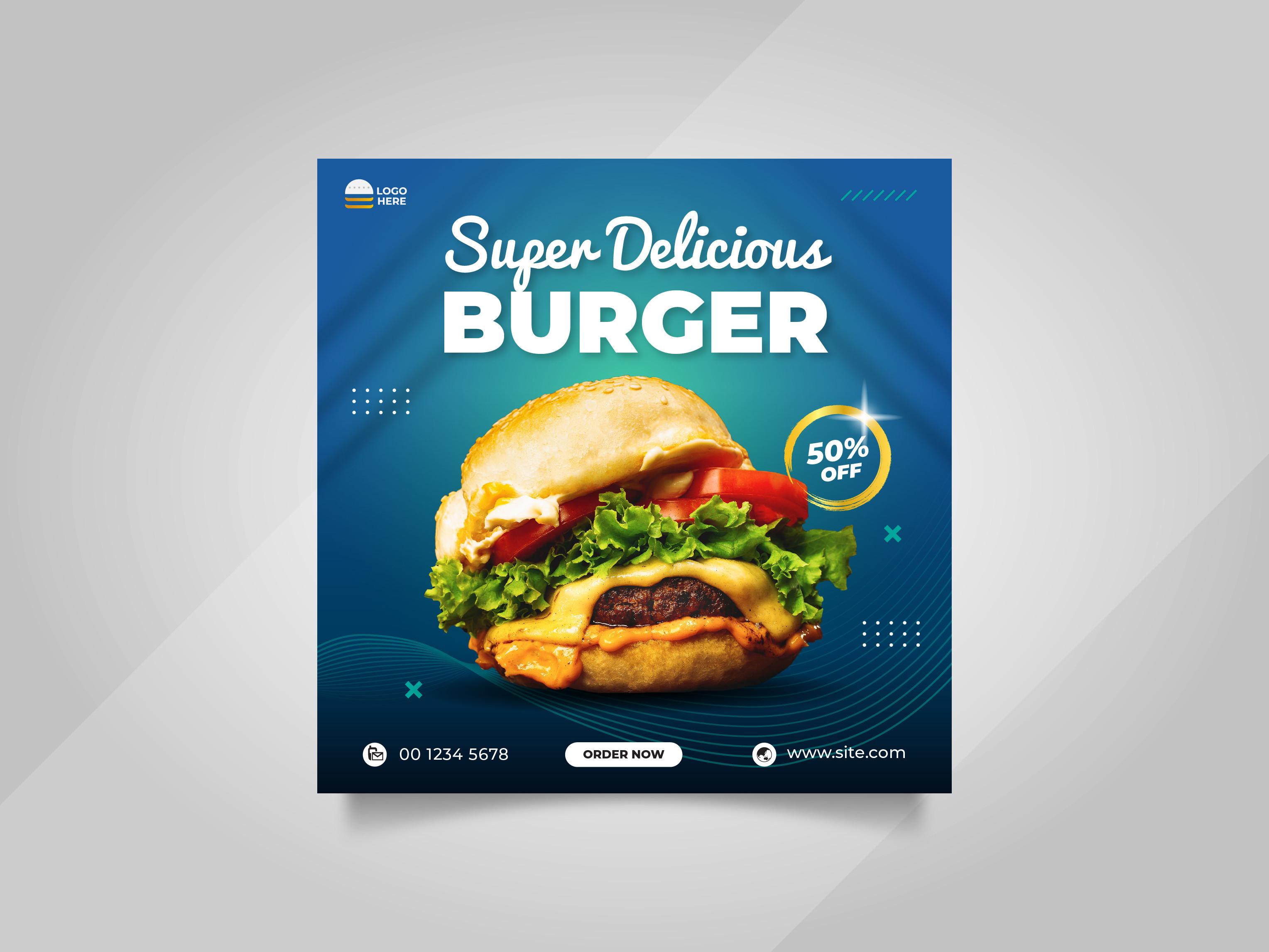 Food Burger Social Media Instagram Post