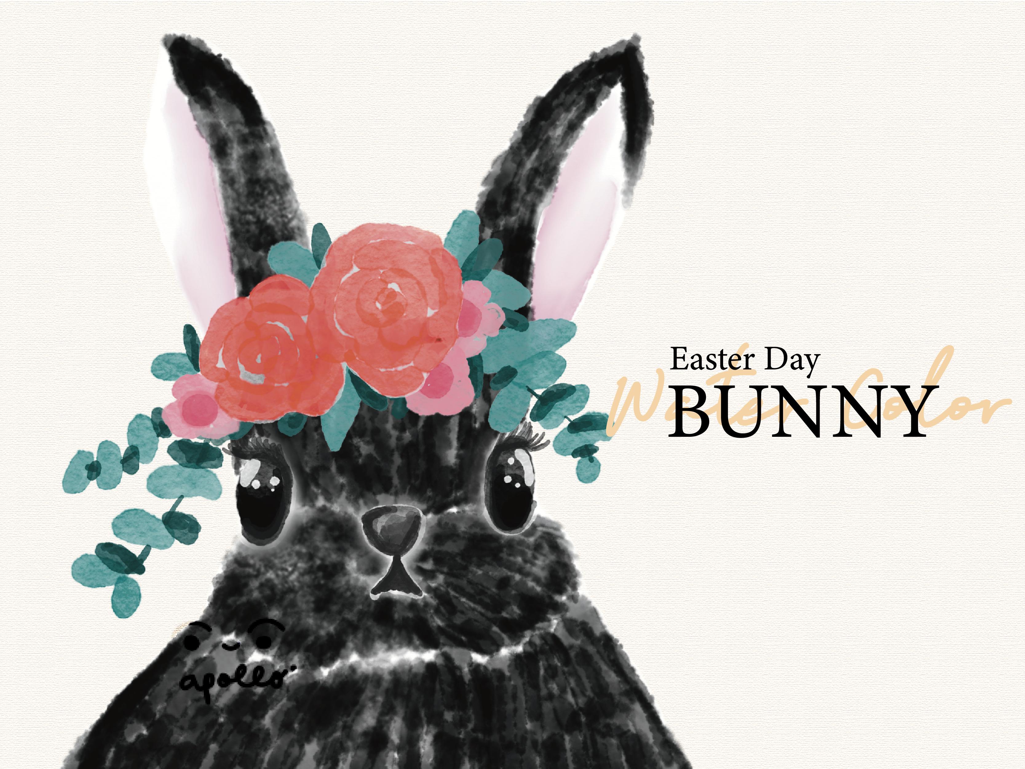 Black BUNNY Frontside Water Color