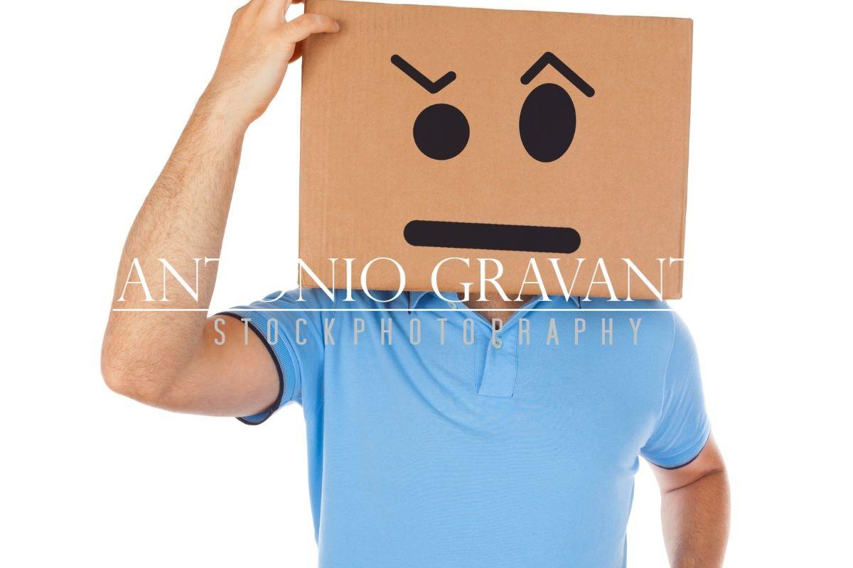 Man with Cardboard Box on His Head