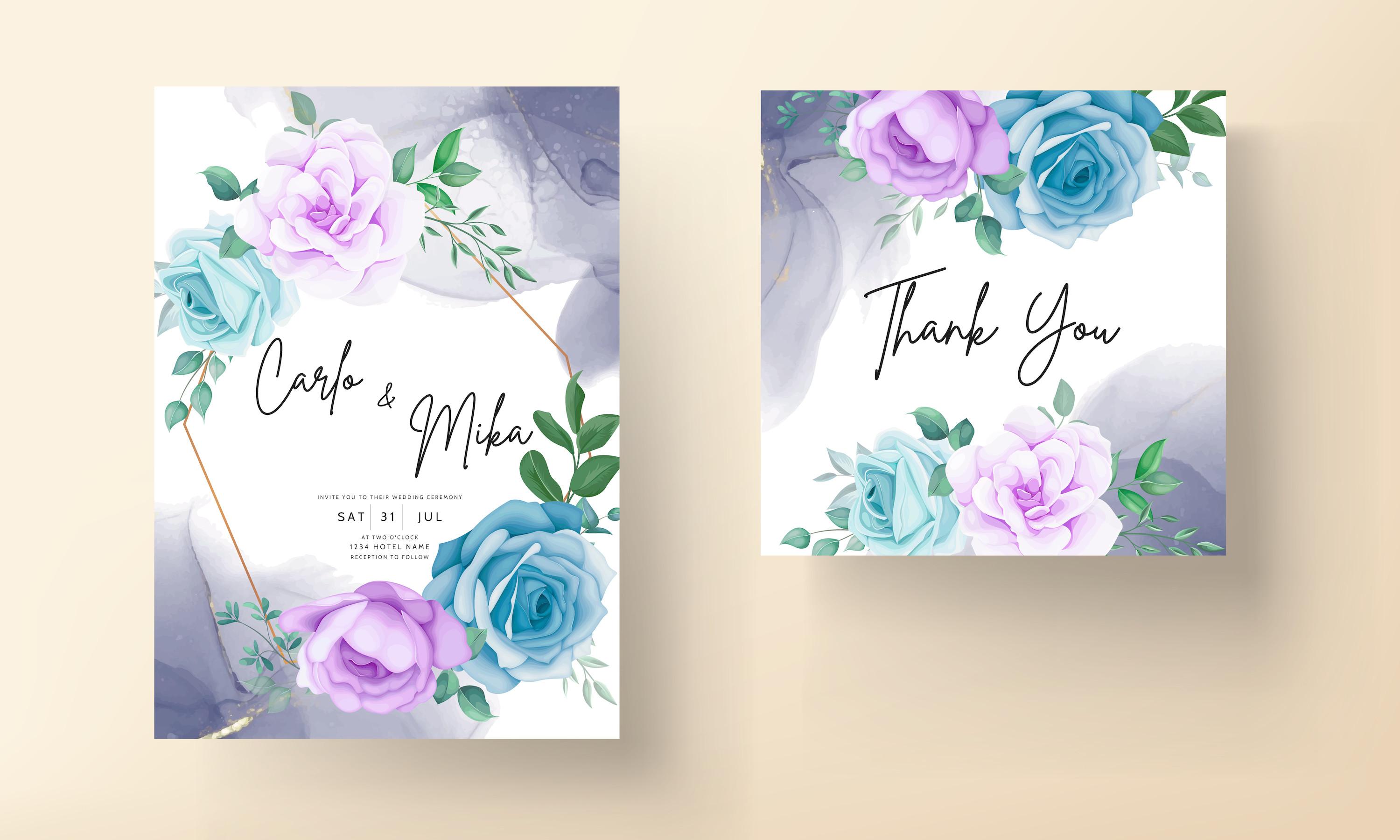 Beautiful Flower and Leaves Invitation