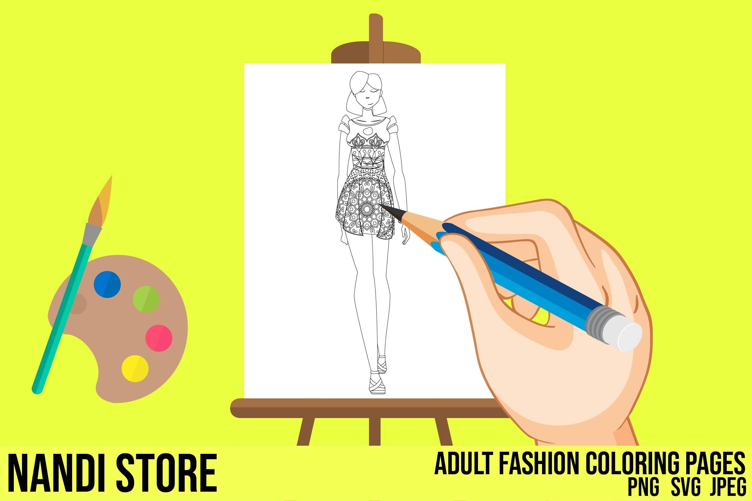 ADULT FASHION GIRL KDP COLORING PAGE