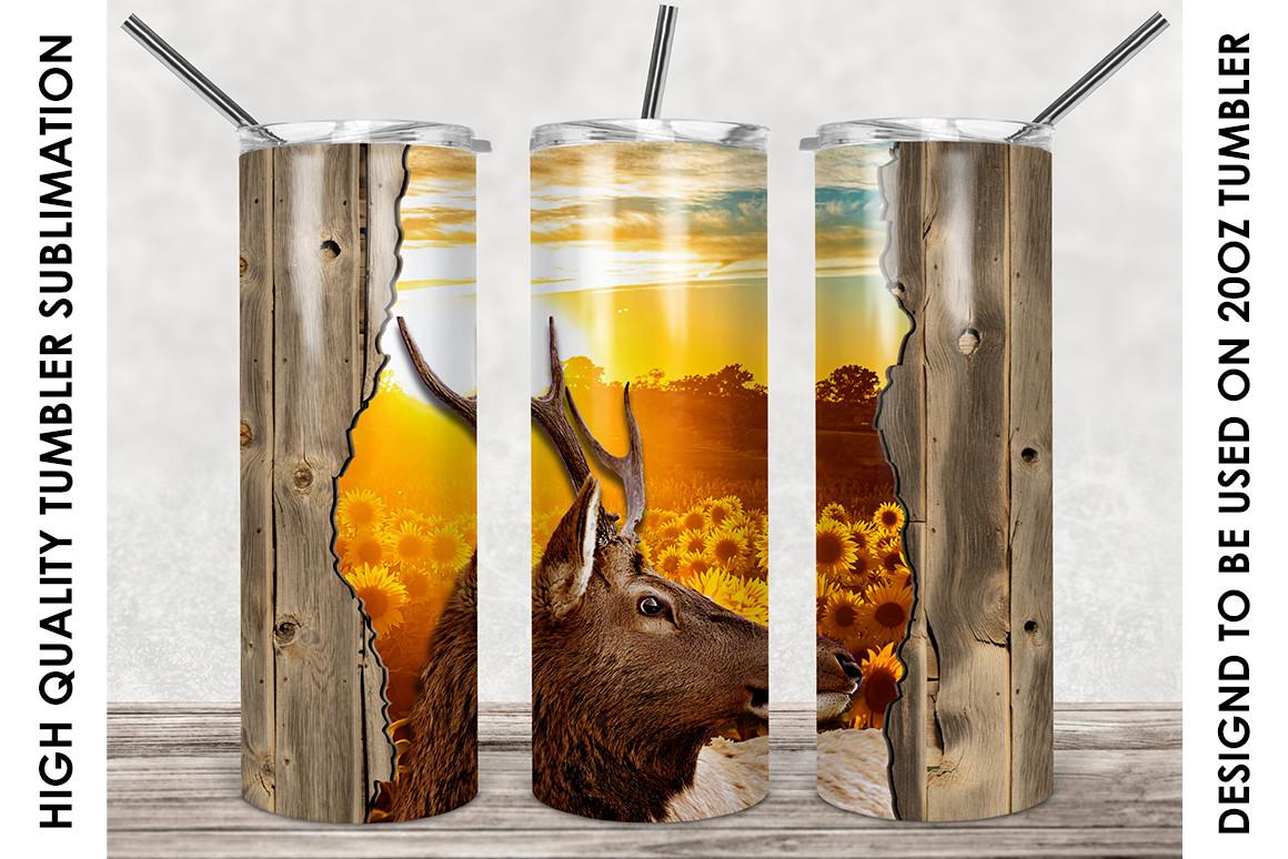 Sunset with Deer 20oz Skinny Tumbler