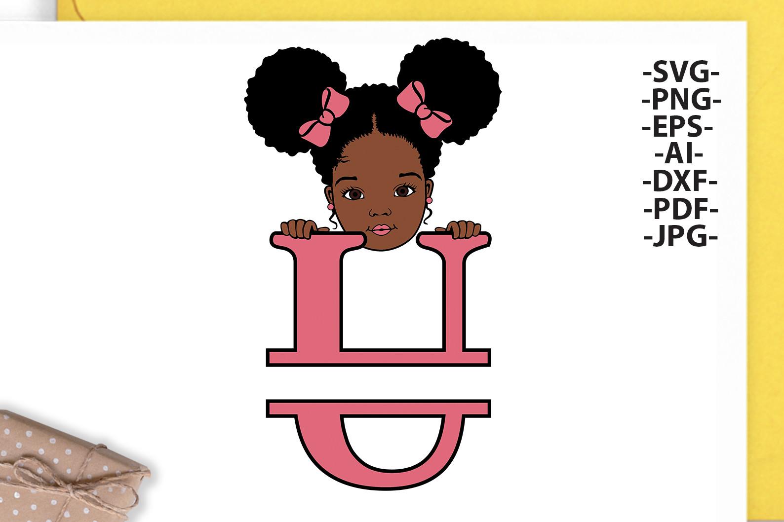Afro Girl Svg Letter U,Alphabet Name Svg