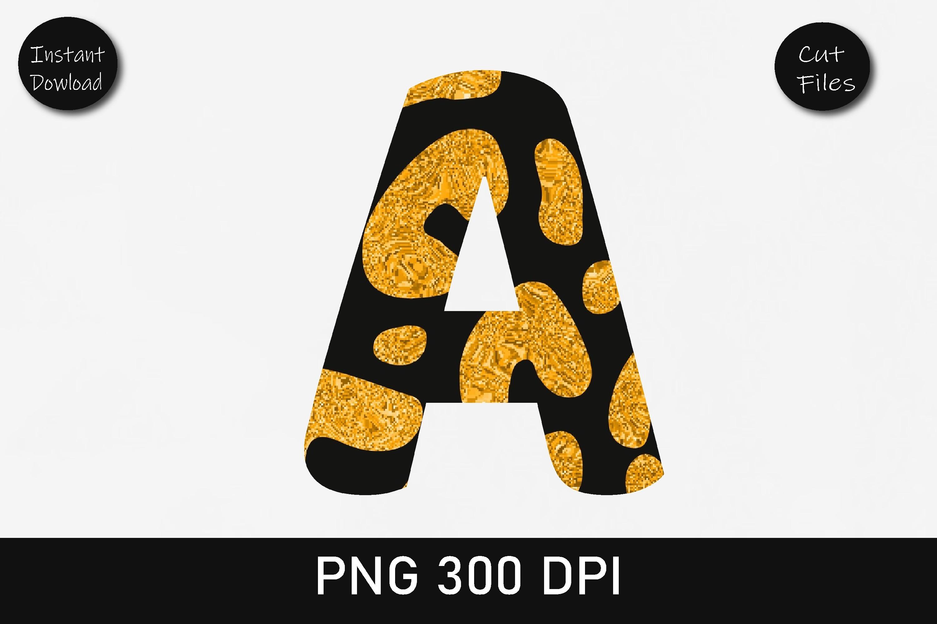 Orange Glitter Leopard Alphabet a