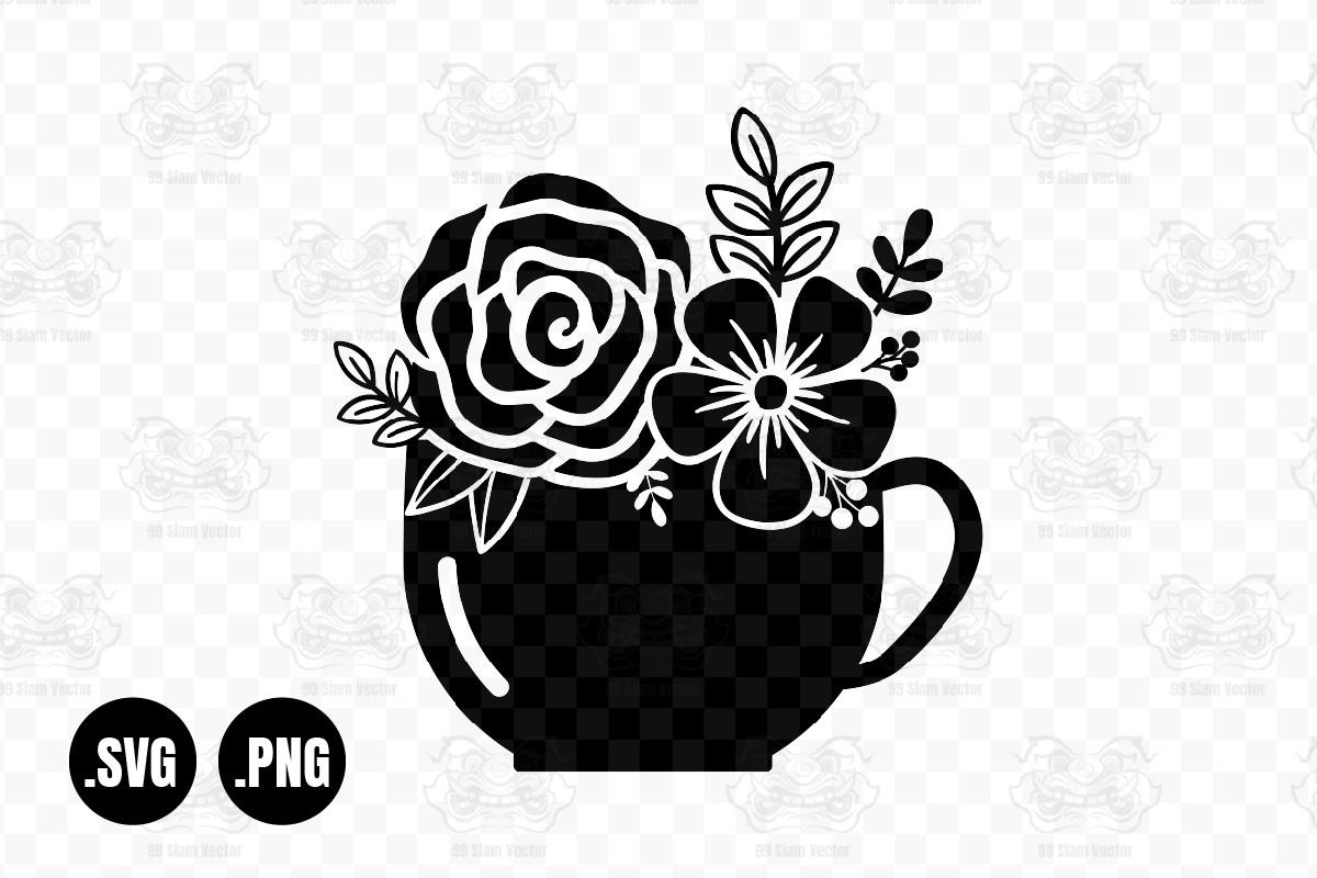 Flower Mug SVG, Cup with Flowers