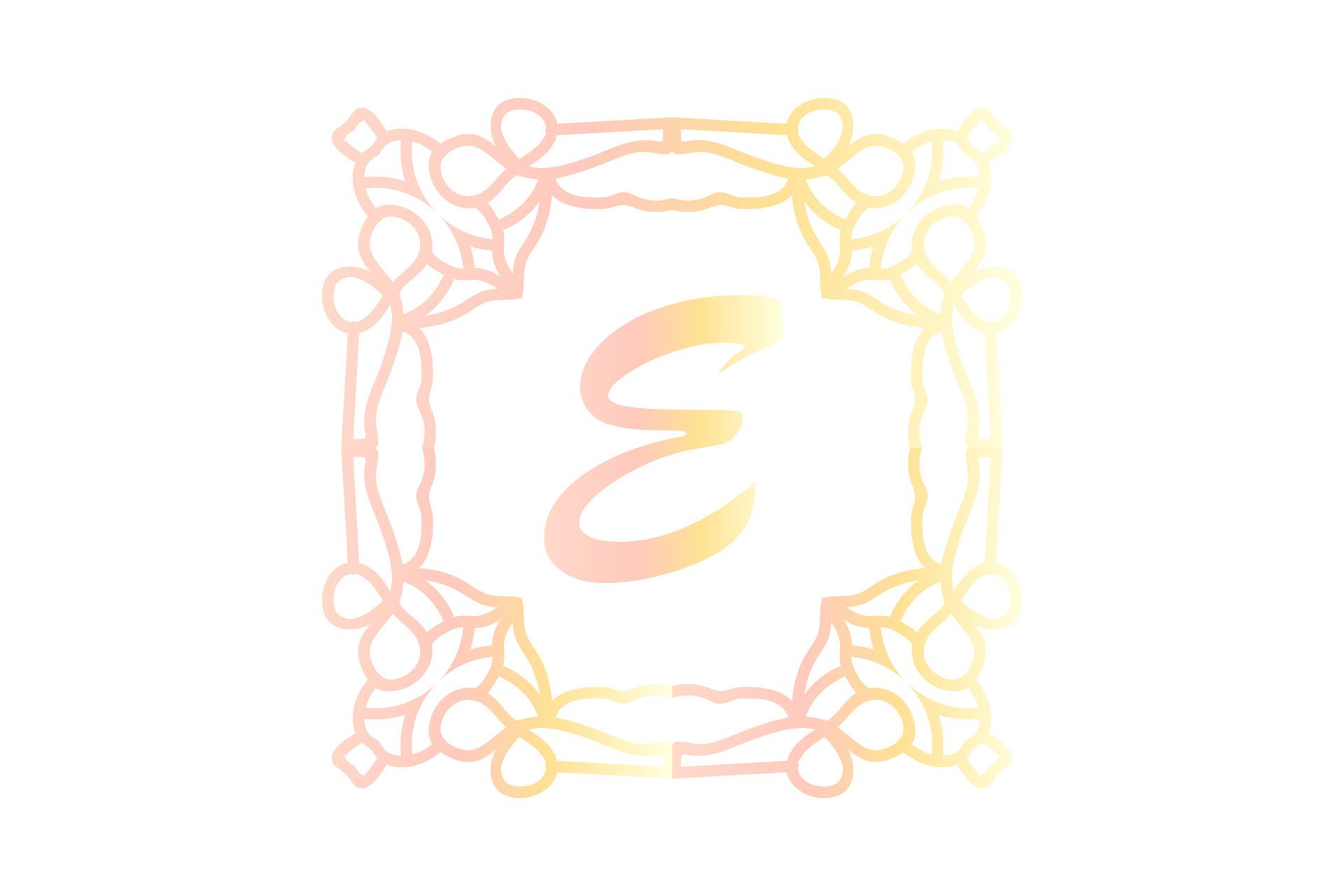 Monogram Flower Frame Illustration Art