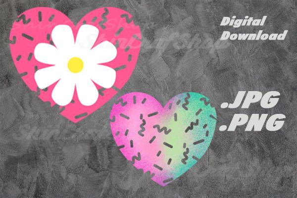 Cute Heart and Flower on Heart.  PNG