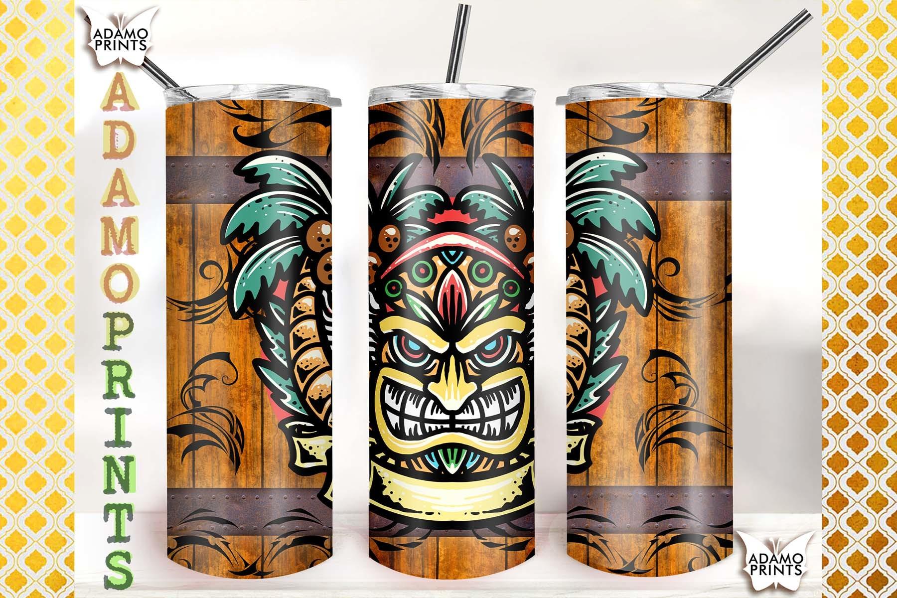 Hawaiian Mask Tiki Wood Barrel 20oz