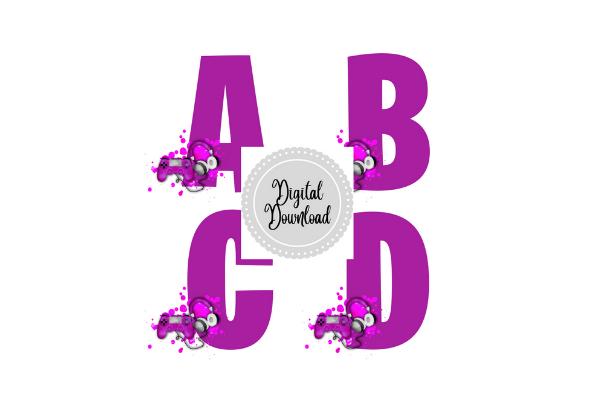 Purple Gaming Gamer Alphabet Clipart