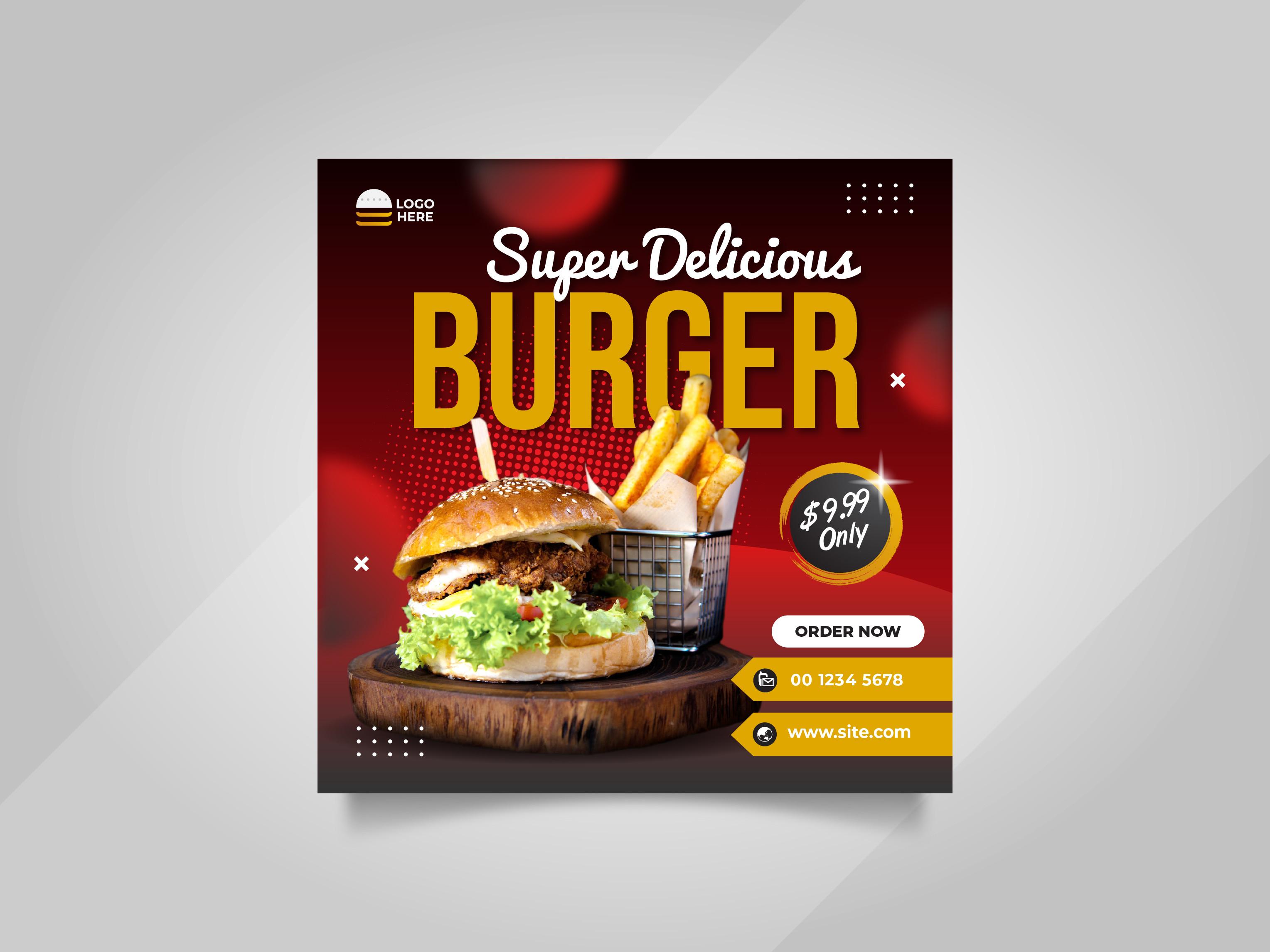 Food Burger Social Media Instagram Post