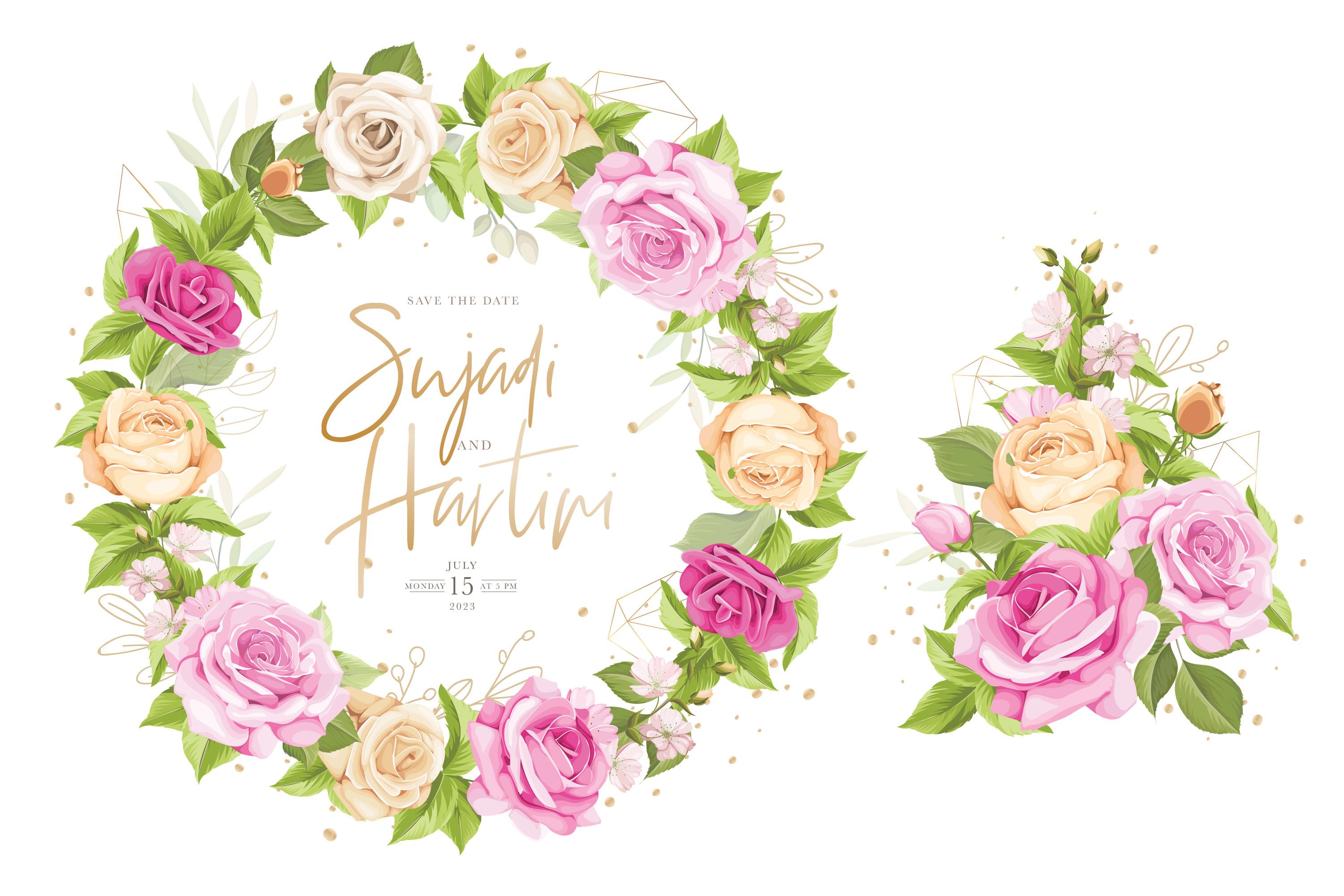 Hand Drawn Rose Wedding Card Set