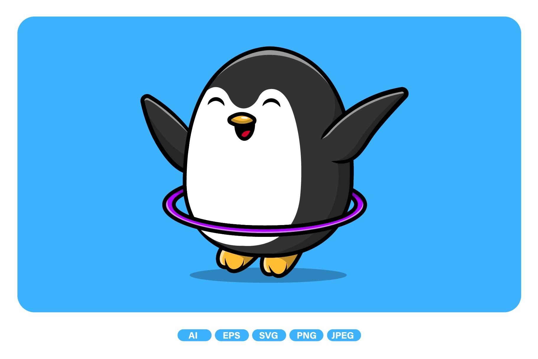 Cute Penguin Playing Hulahoop