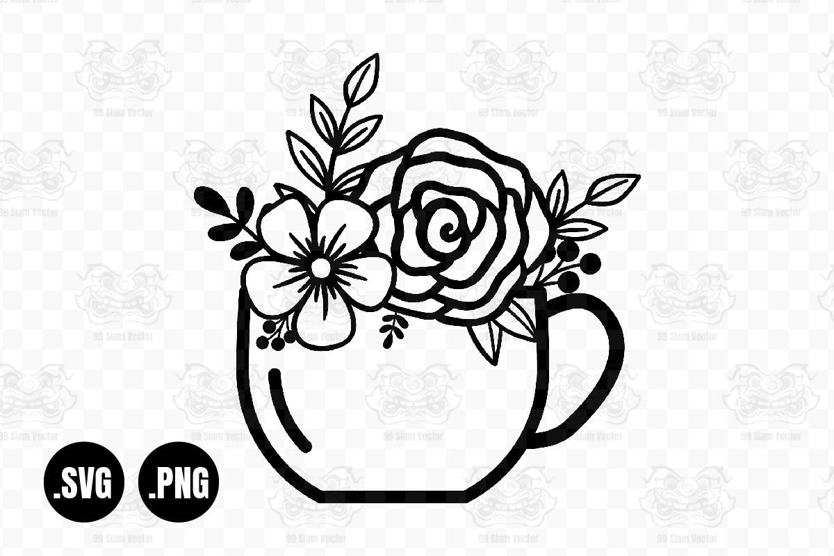Flower Mug SVG, Cup with Flowers