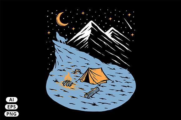Camping in the Wild at Night