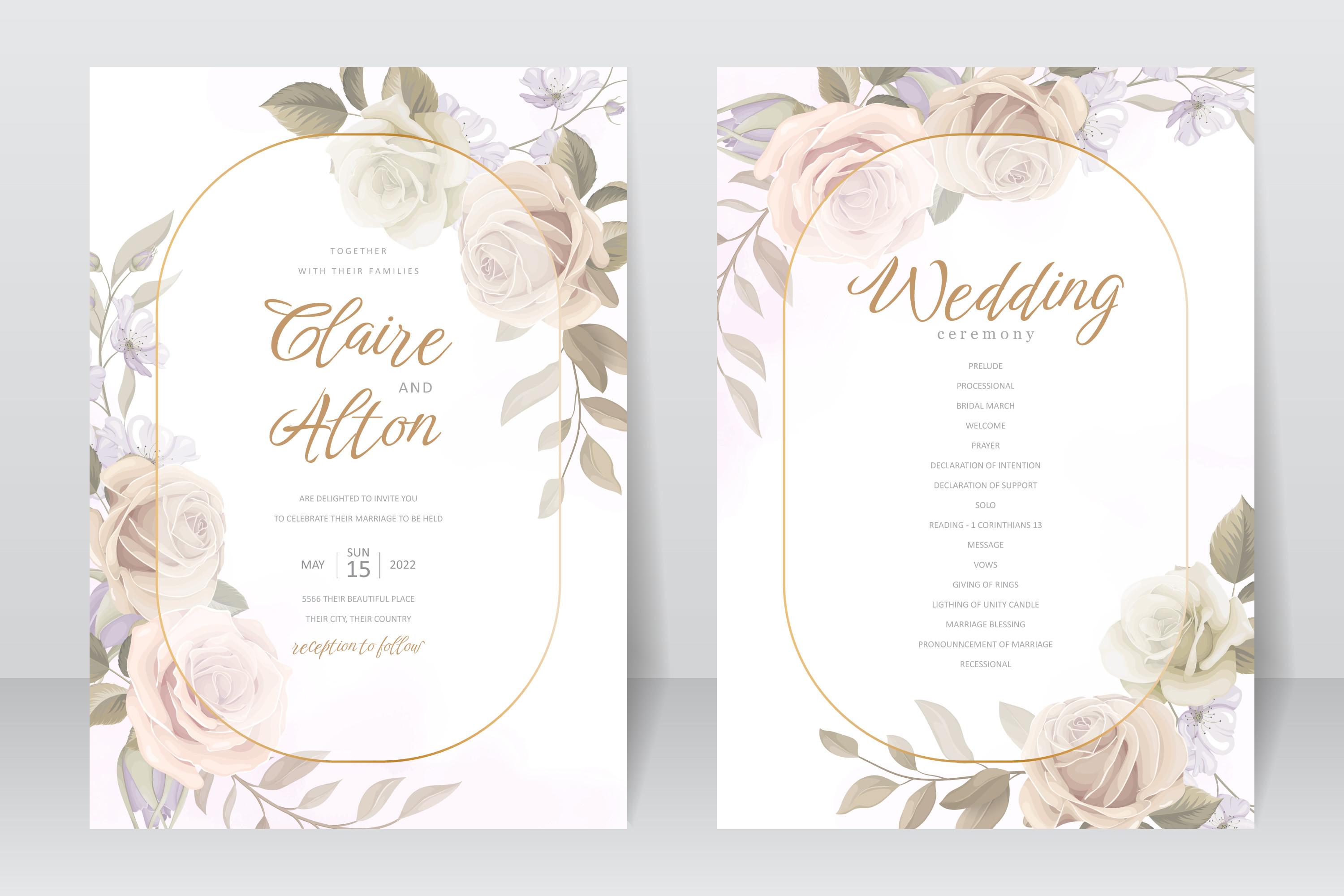 Wedding Invitation Template with Flower