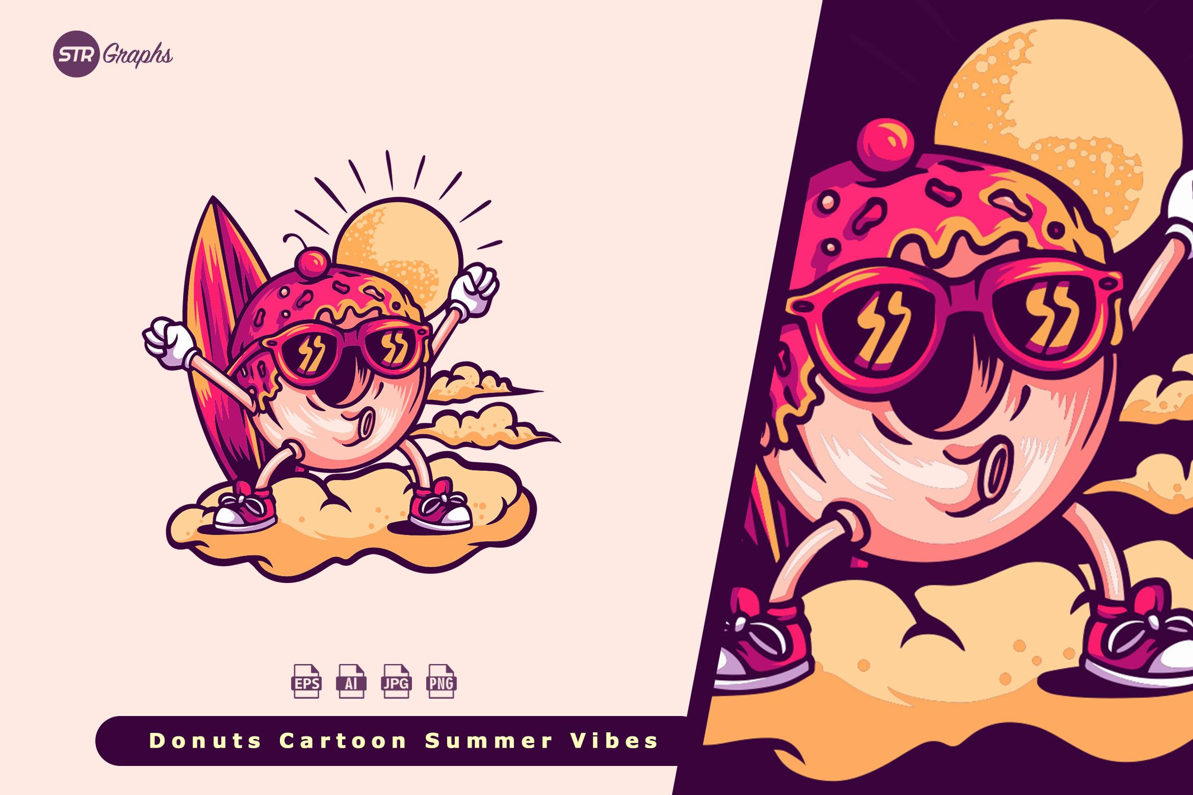 Donuts Cartoon - Summer Vibes