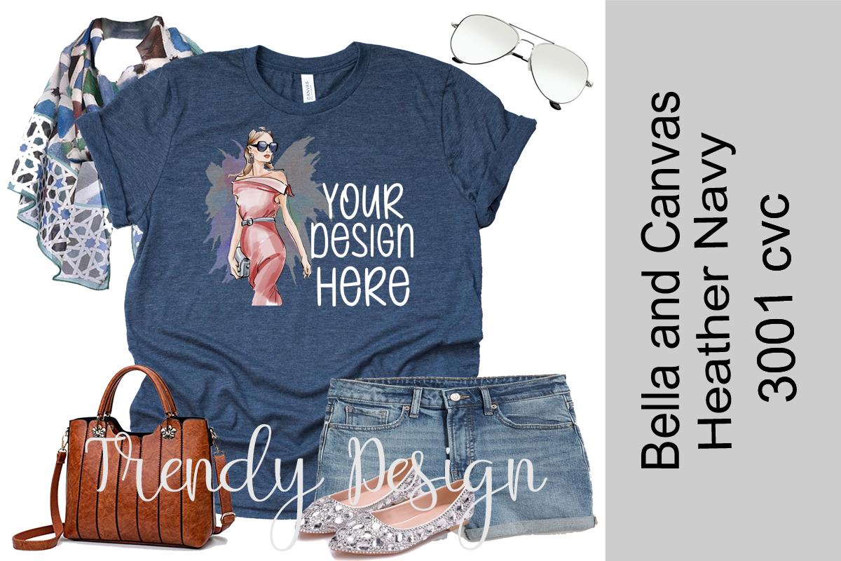 Bella Canvas Heather Navy 3001 Mockup
