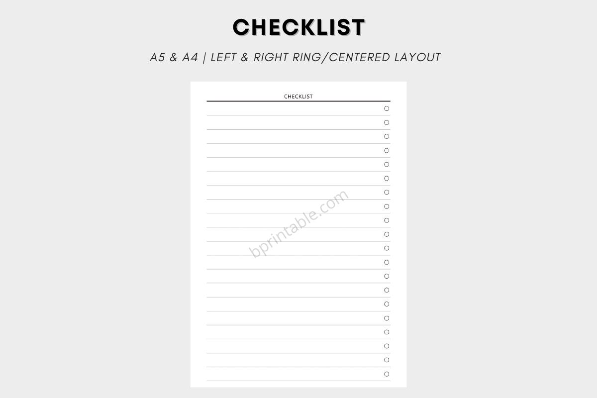 Checklist Task List to Do List