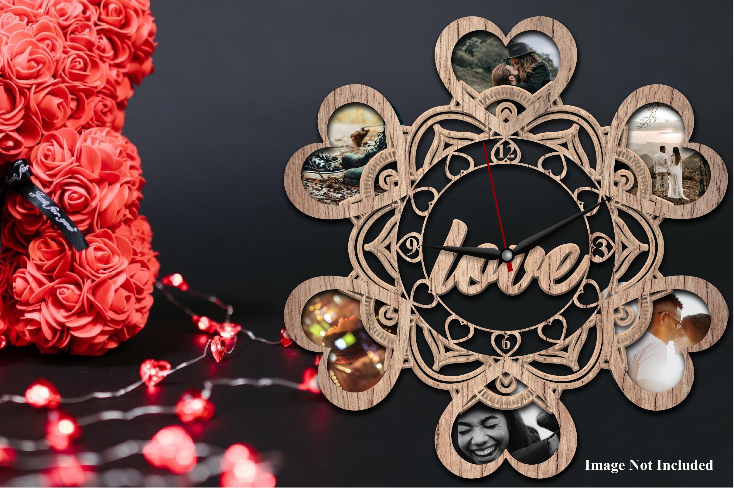 Valentine 3d Wall Clock Laser Cut