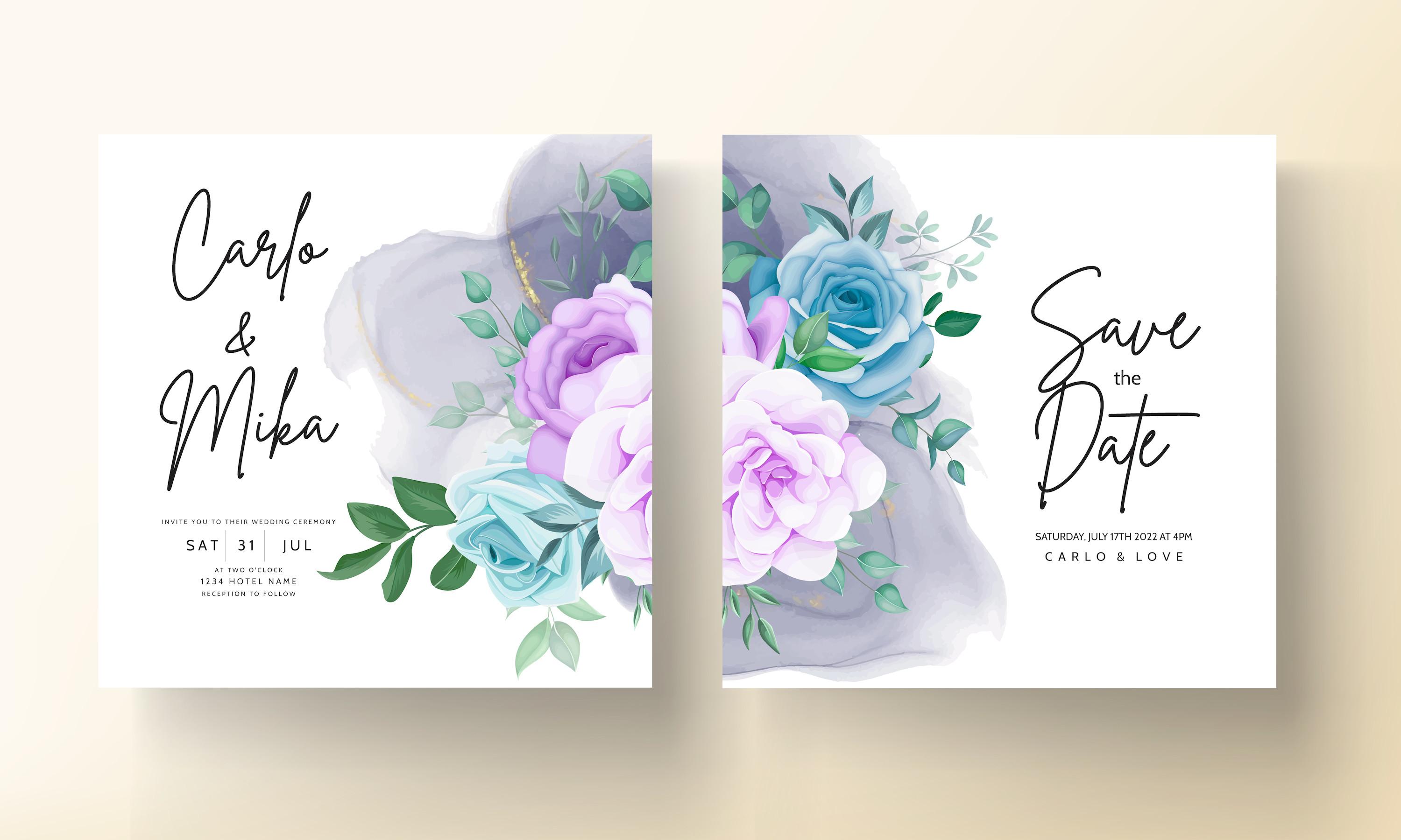 Beautiful Flower and Leaves Invitation