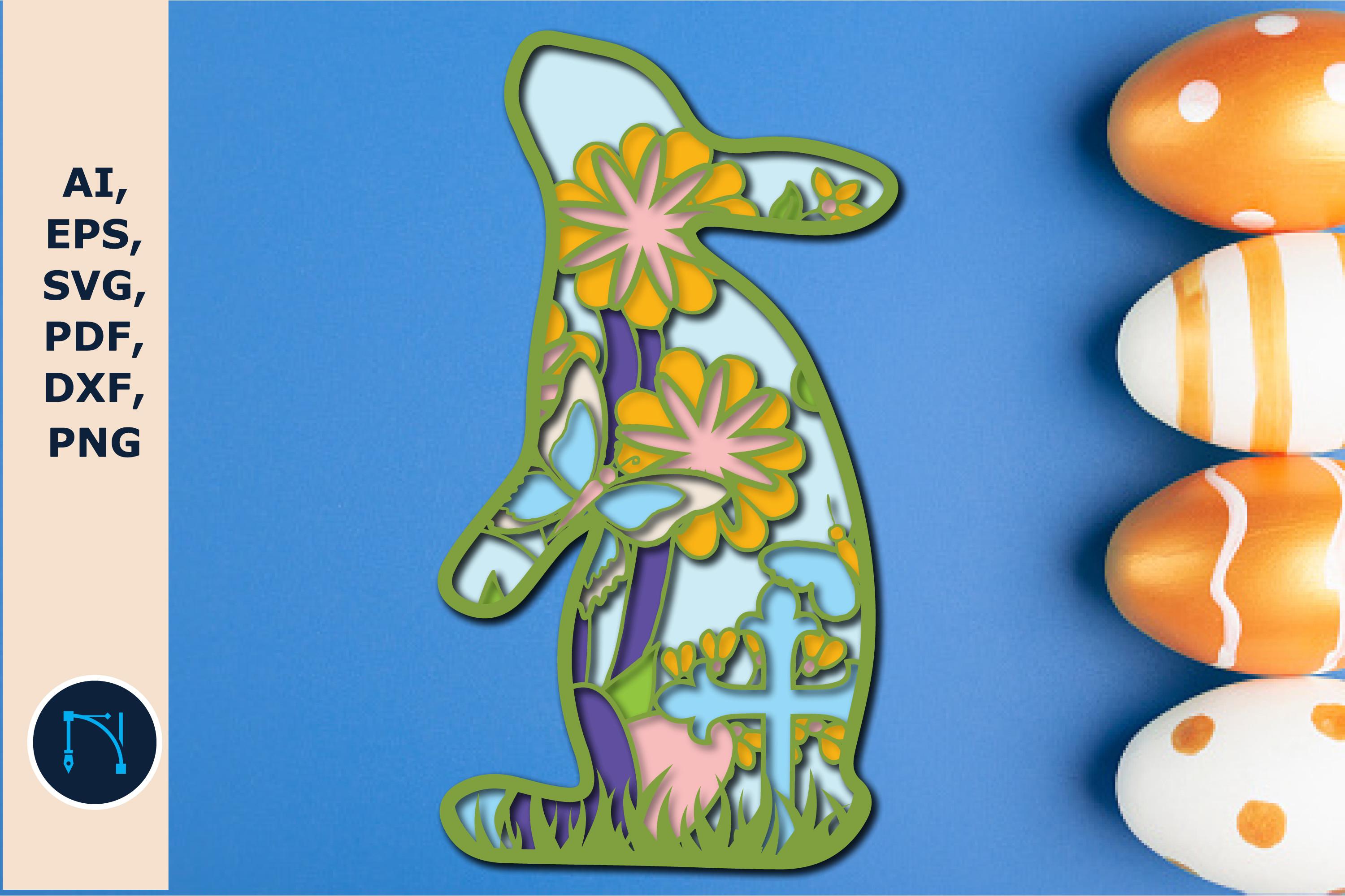 Layer Easter Bunny Flower Mandala SVG