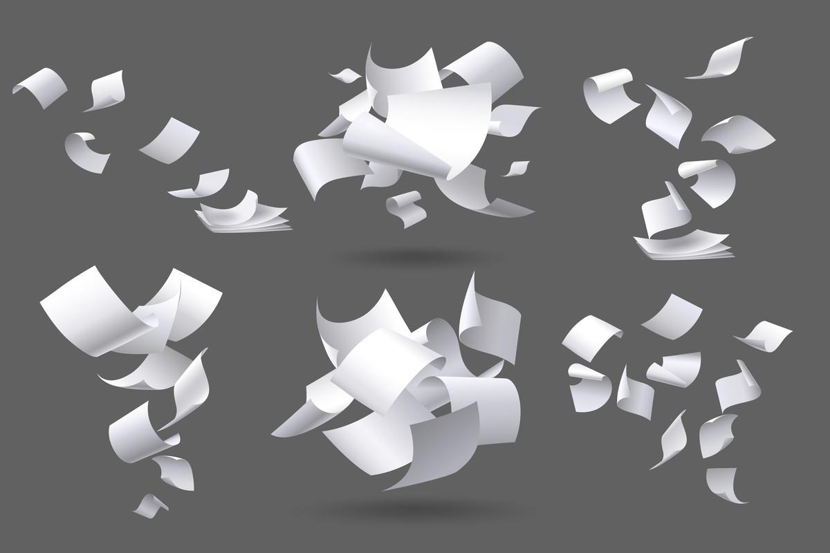 Falling Paper Sheets