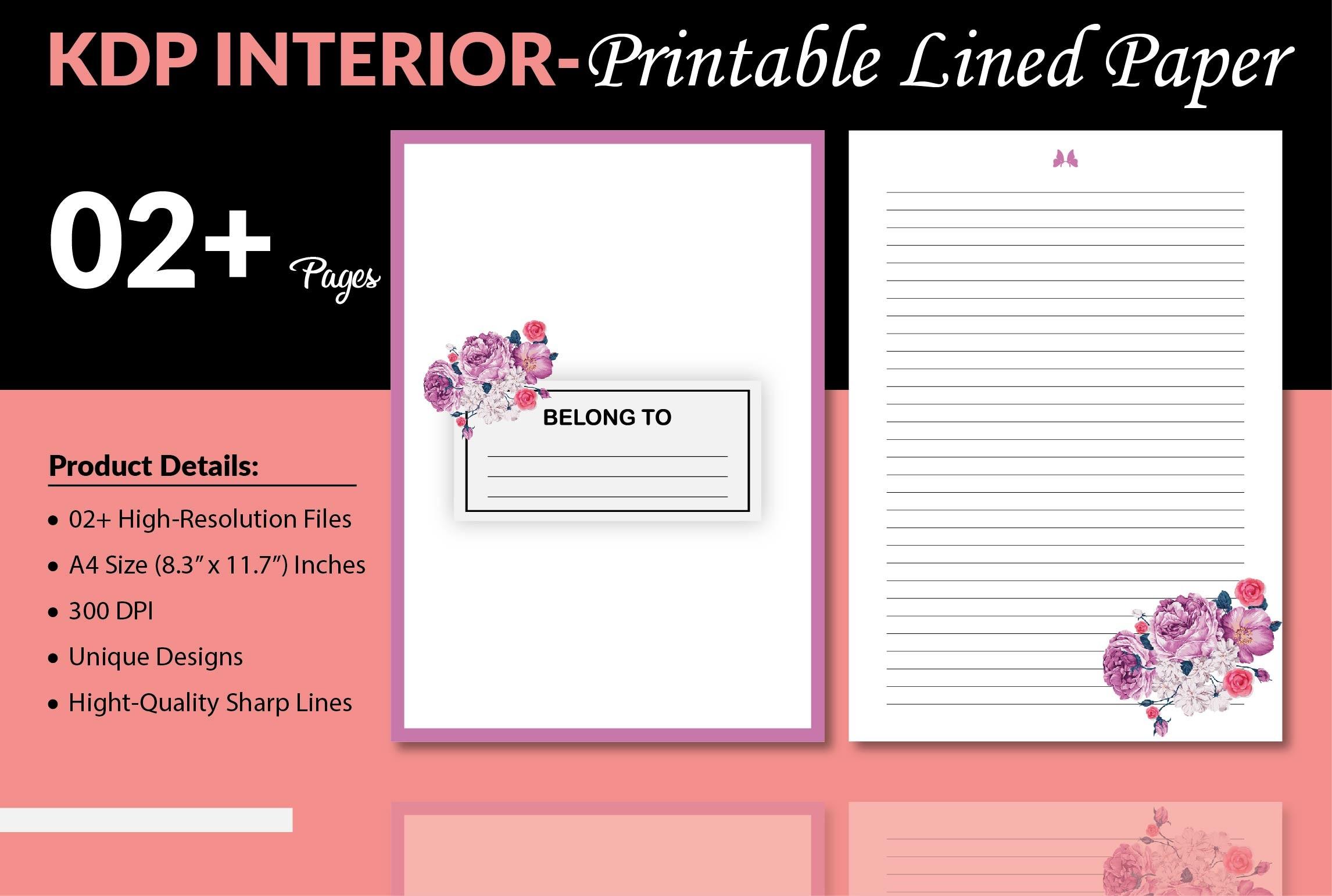 Printable Lined Paper - KDP Interior