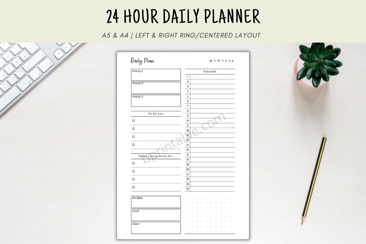 24 Hour Daily Planner Template