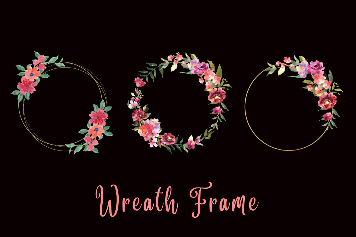 Watercolor Wreath Border Frame Clipart