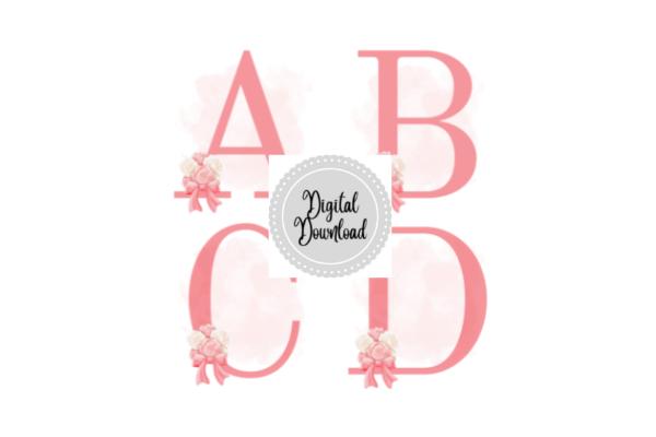 Pink Floral Bouquet Alphabet Clipart