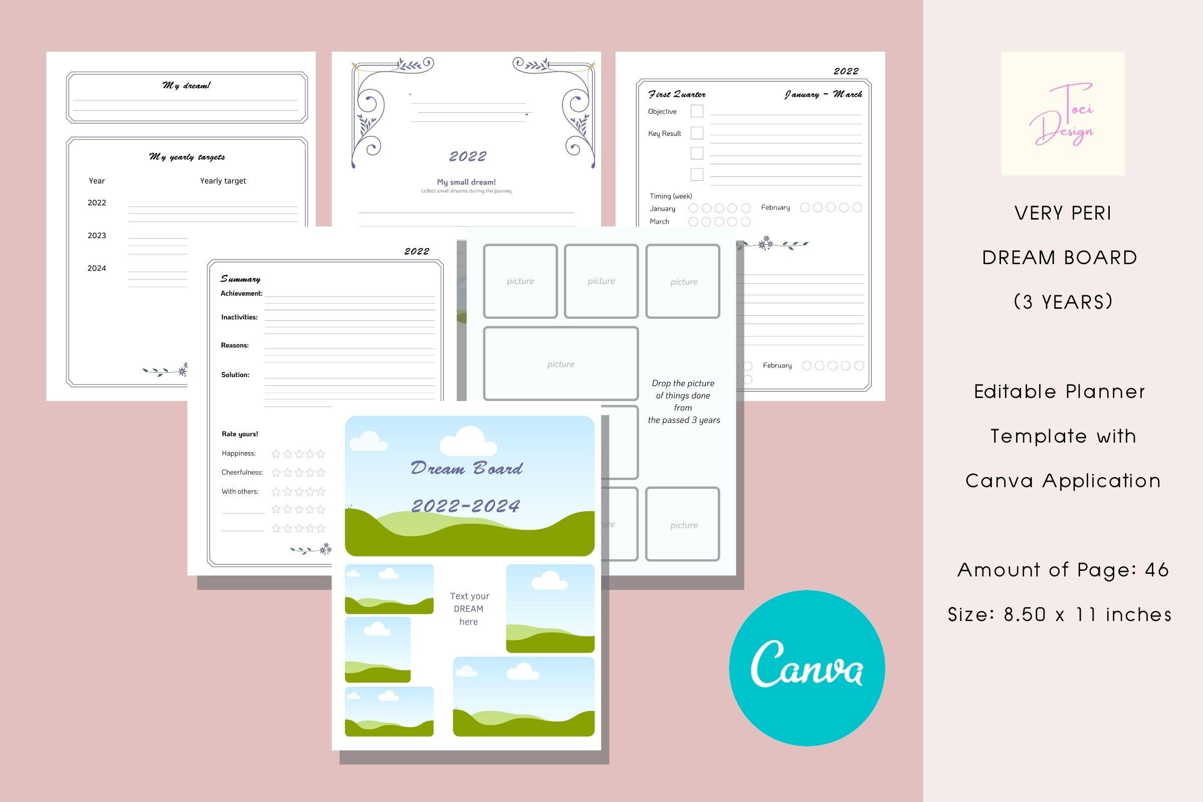 3 Years Very Peri Editable Dream Planner