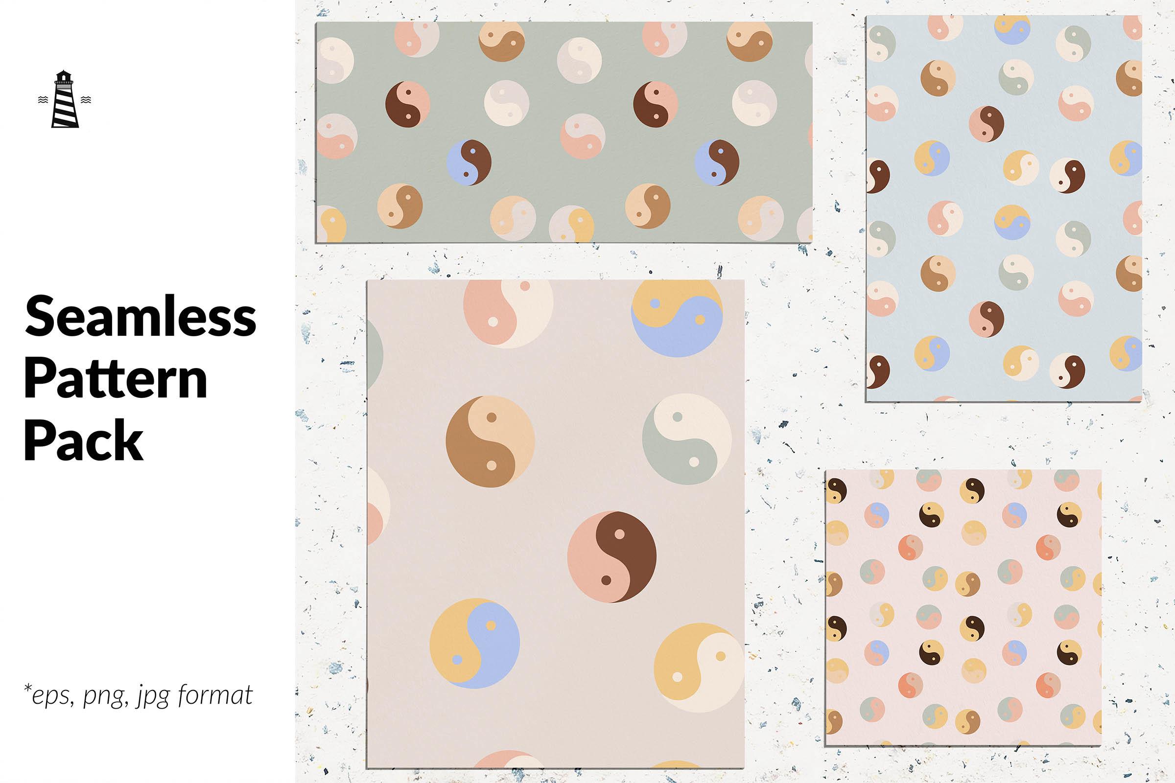 Yin Yang Seamless Patterns