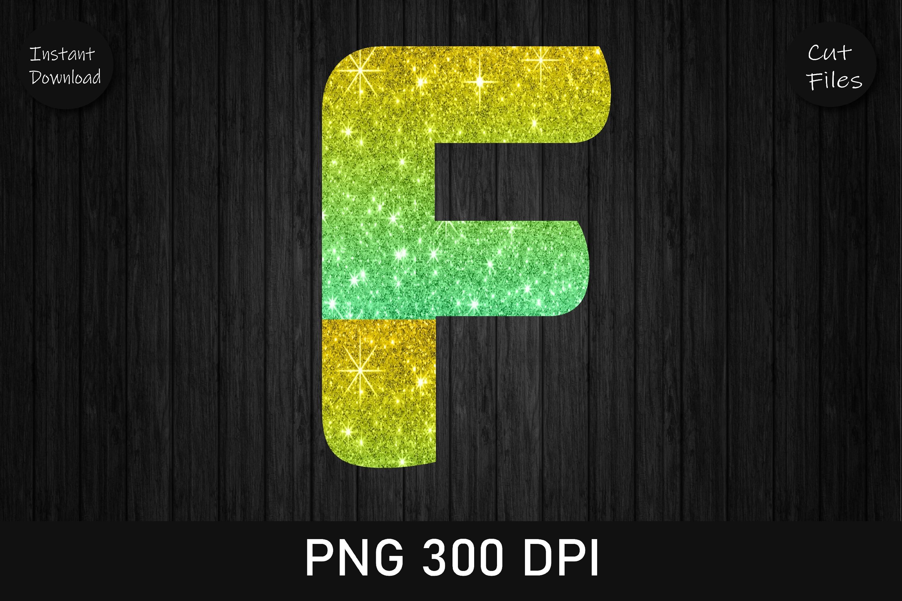 Gold and Green Glitter Leopard Letter F