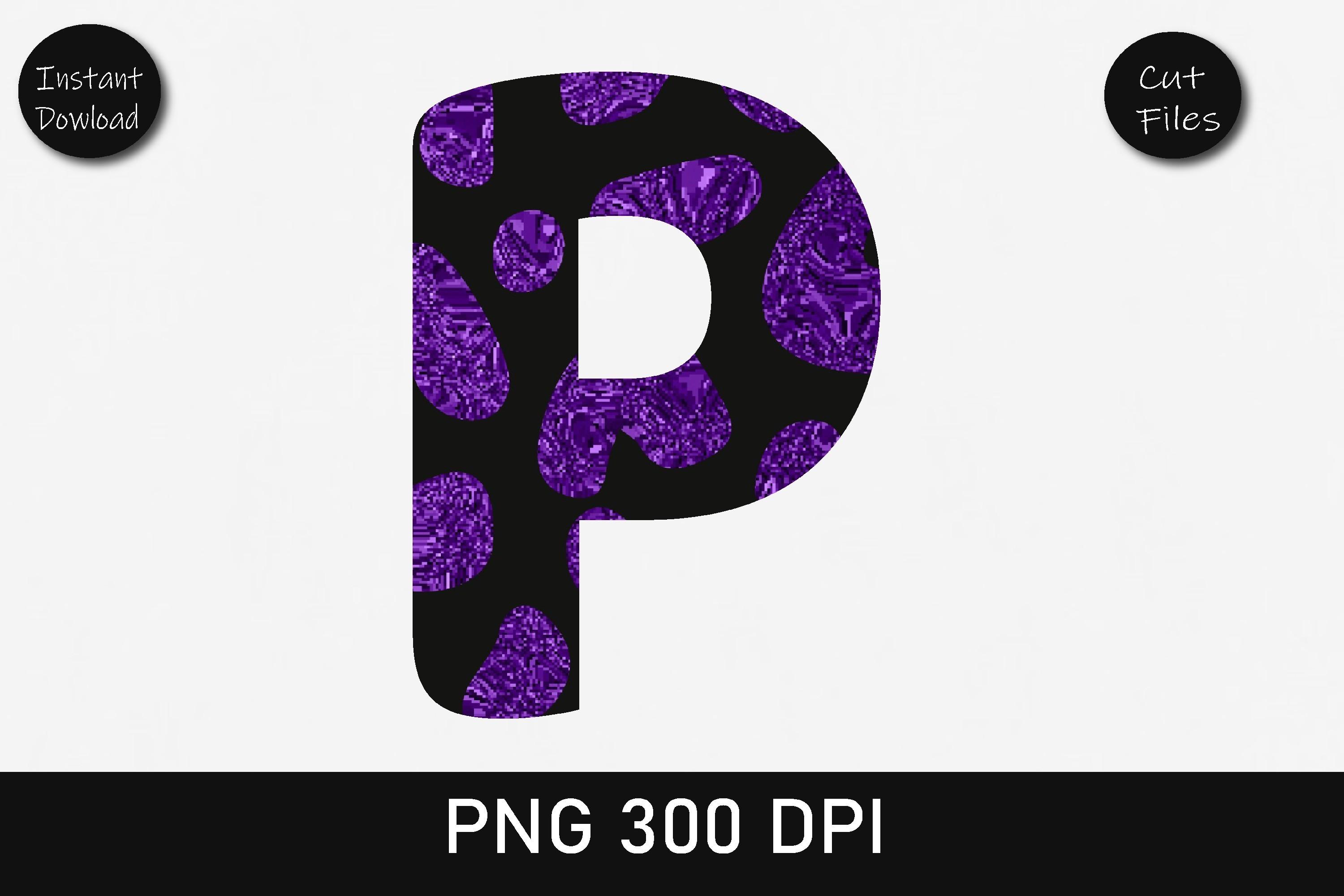 Indigo Glitter Leopard Alphabet P