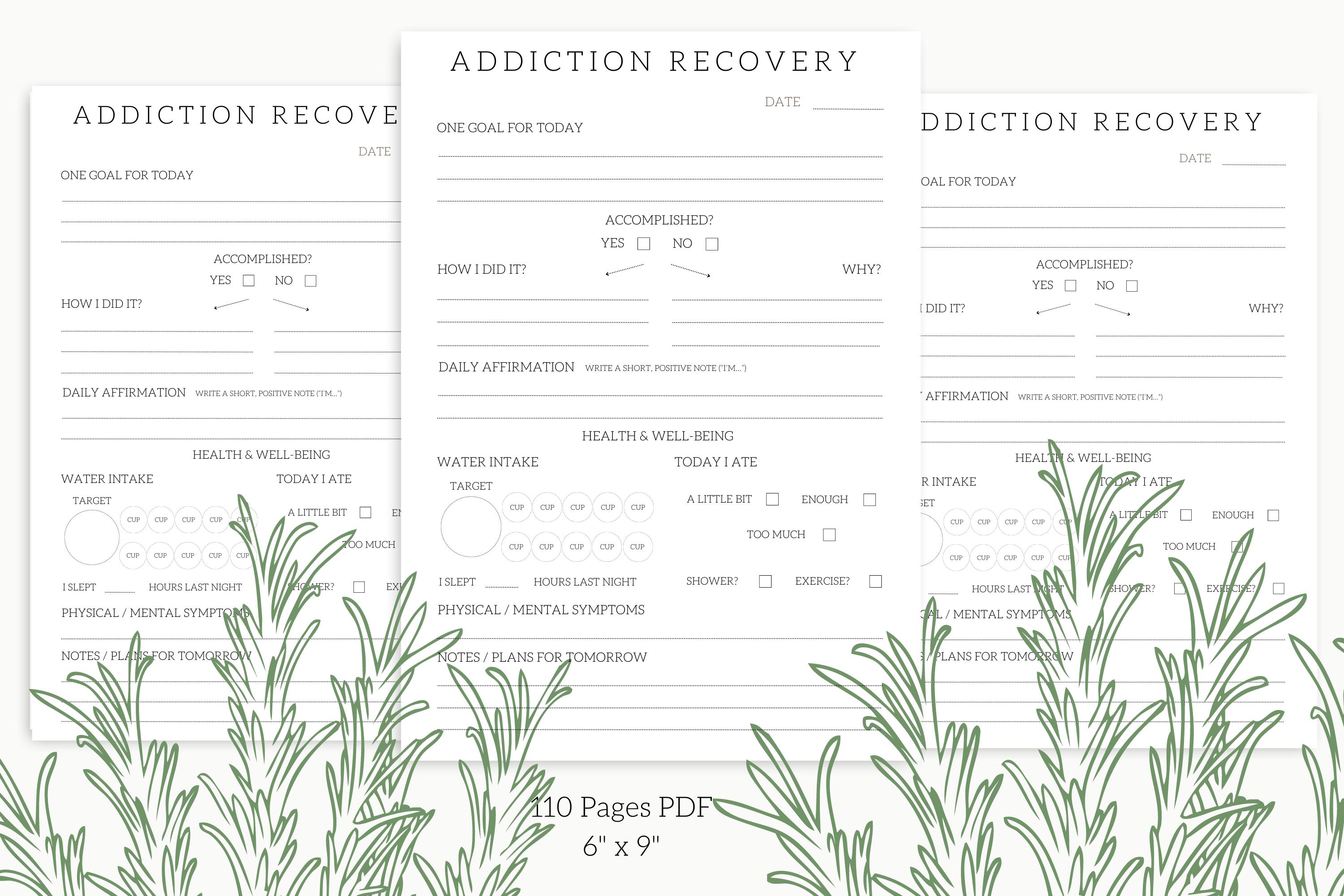 Addiction Recovery Journal Sheets