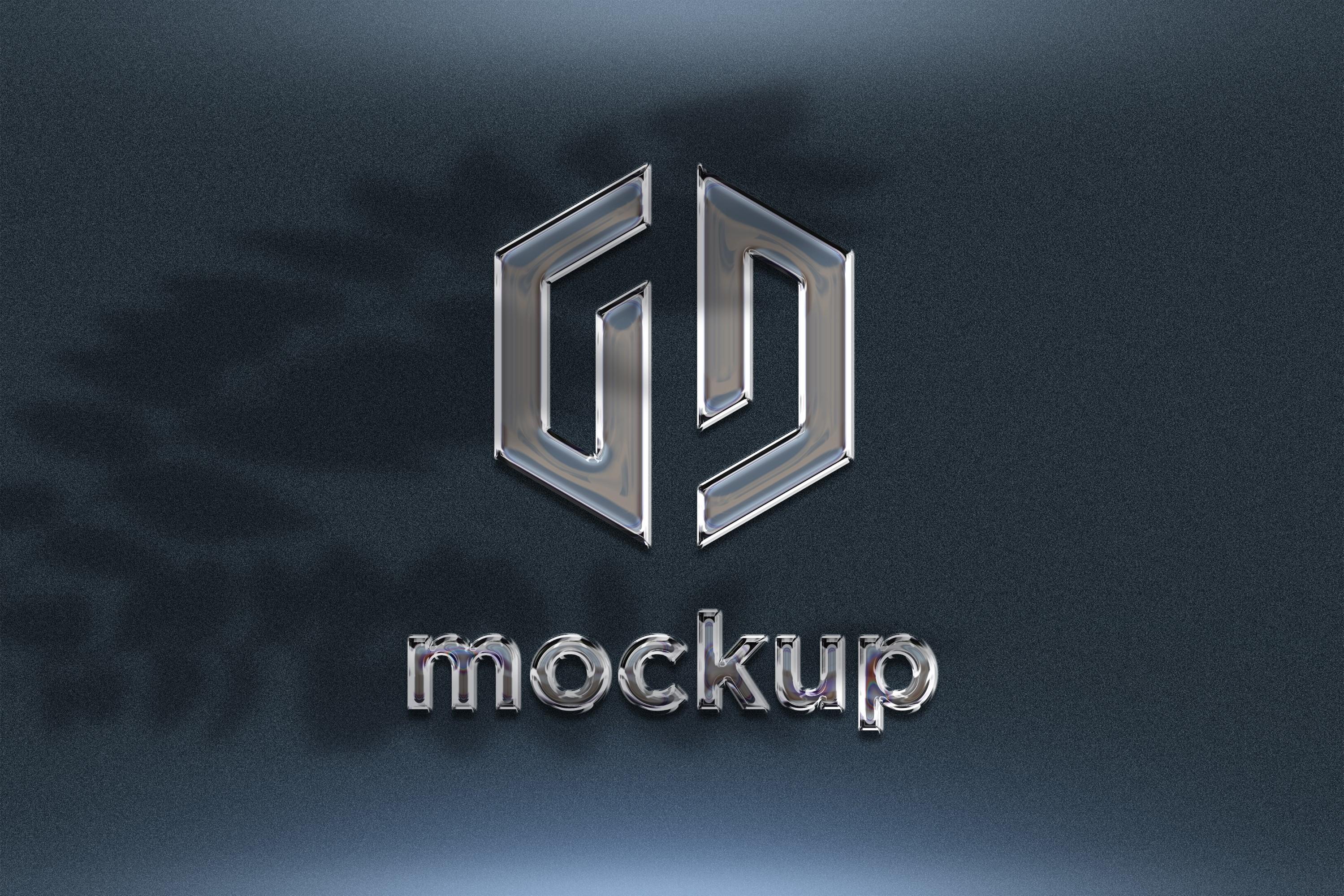 Chrome Logo Mockup with Realistic Window