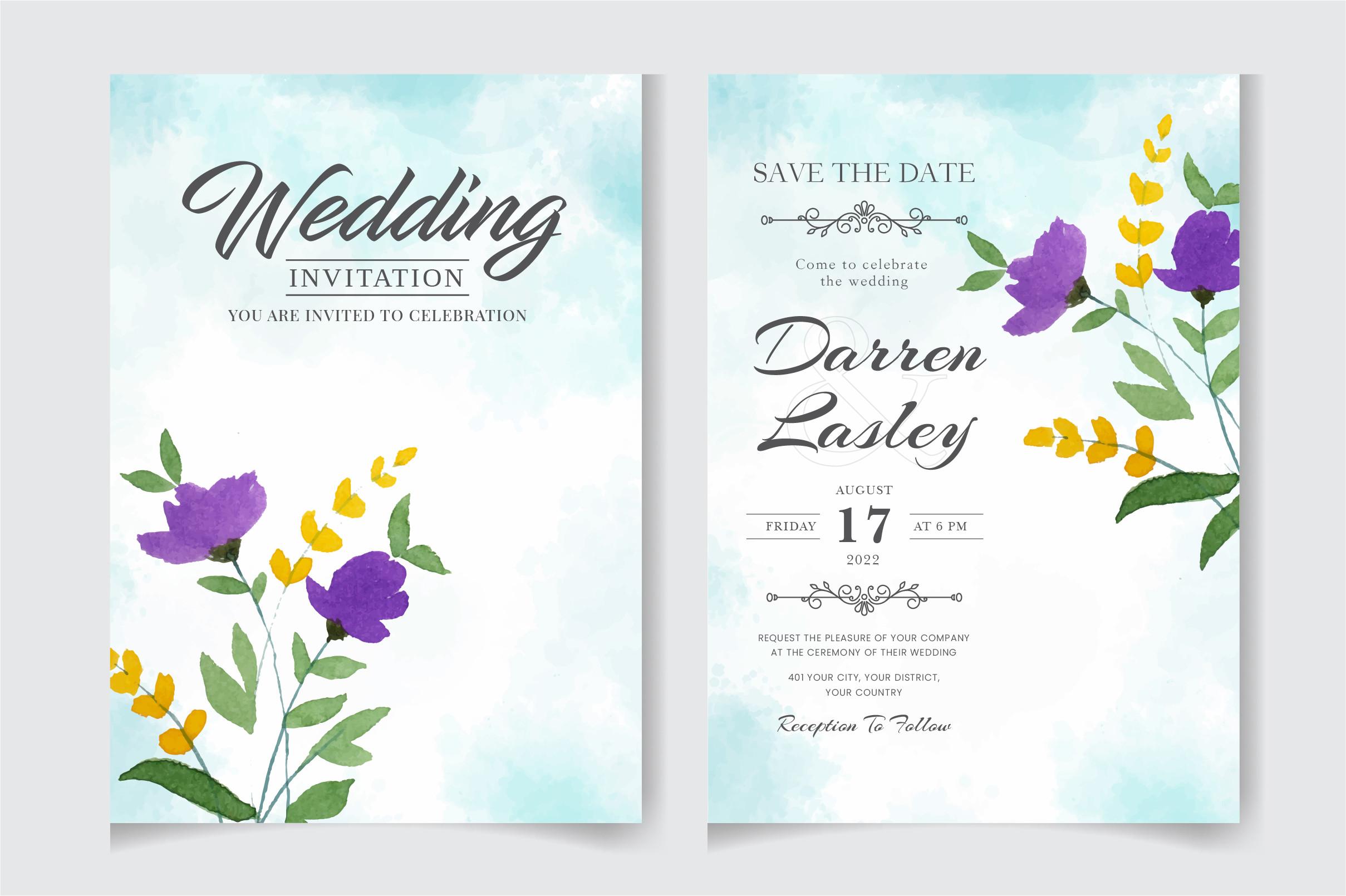 Watercolor Invitation Card Template 15