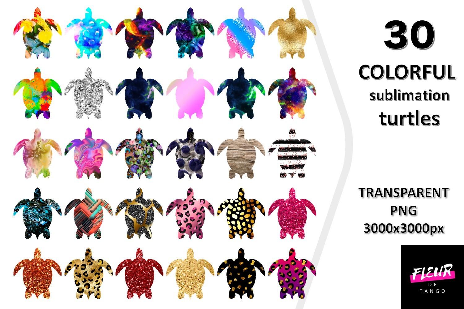 30 TURTLES SUBLIMATION CLIPARTS