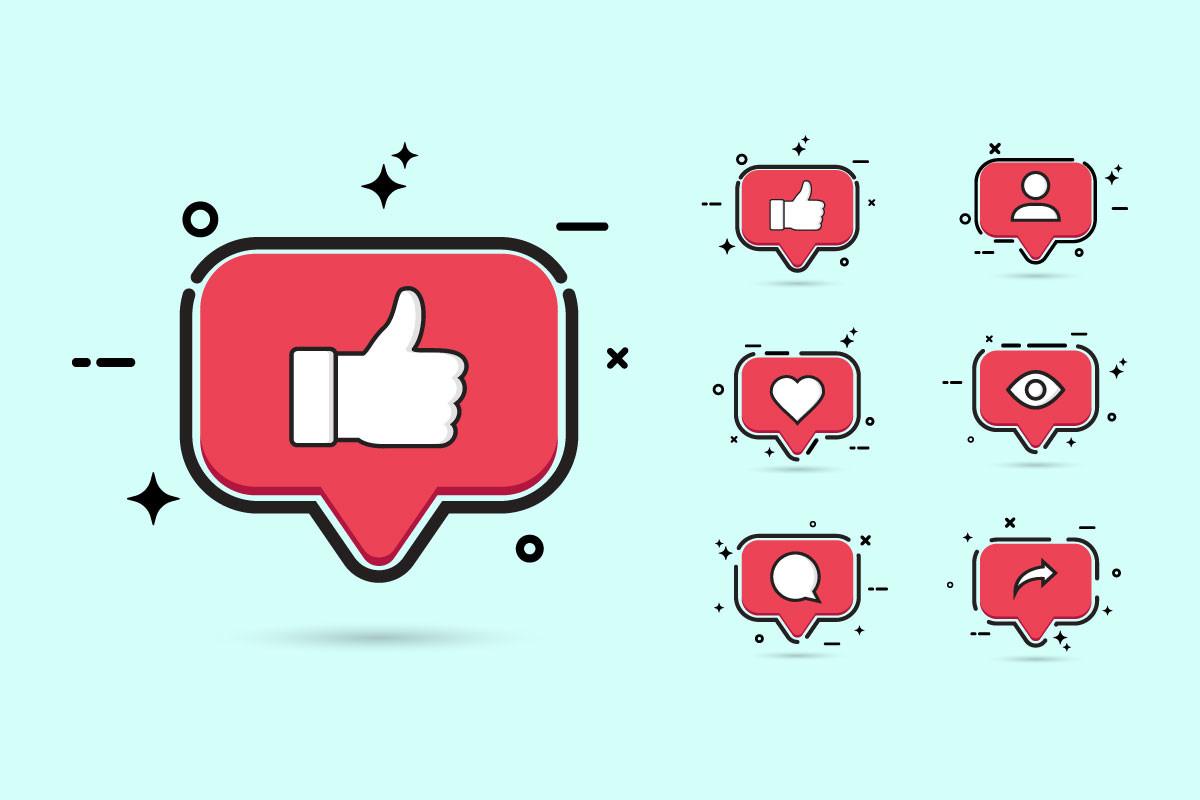 Social Media Button Set Flat Design