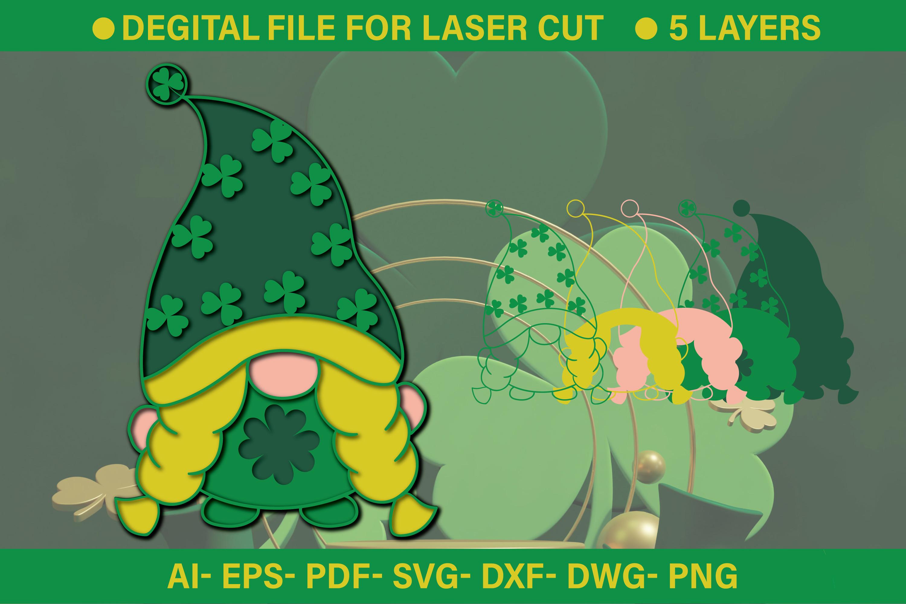St. Patrick's Day 3d Gnome Paper Cut SVG