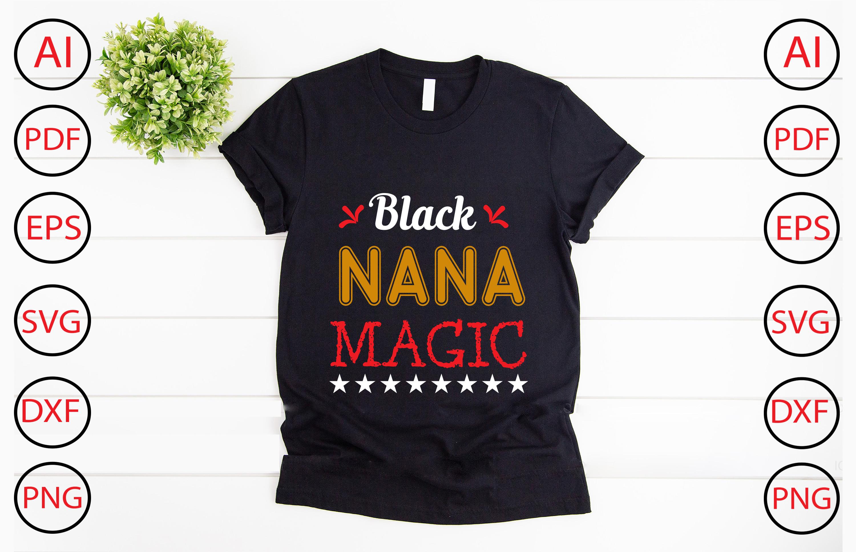 Black Nana Magic Typographic T-shirt