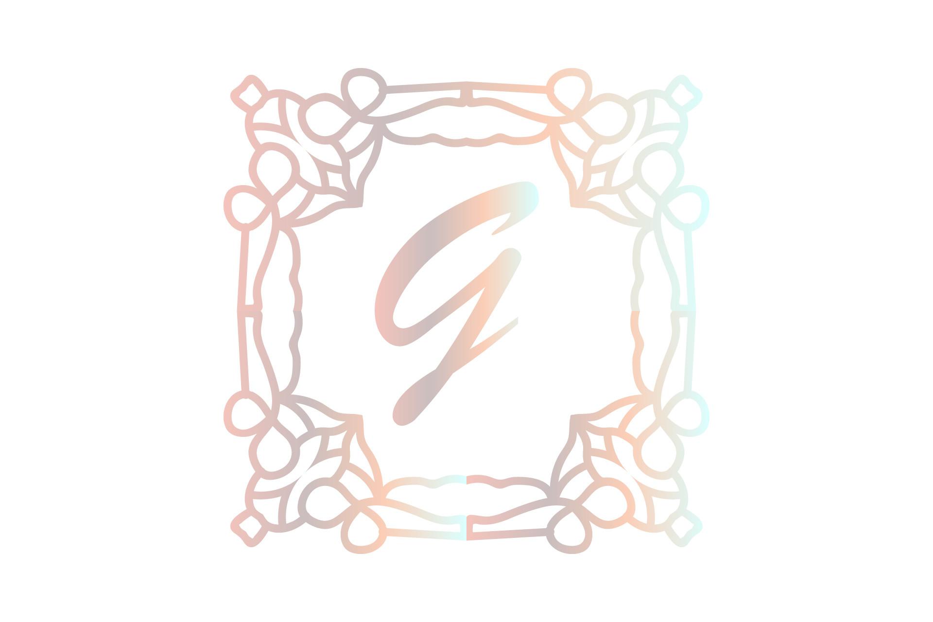 Monogram Flower Frame Illustration Art