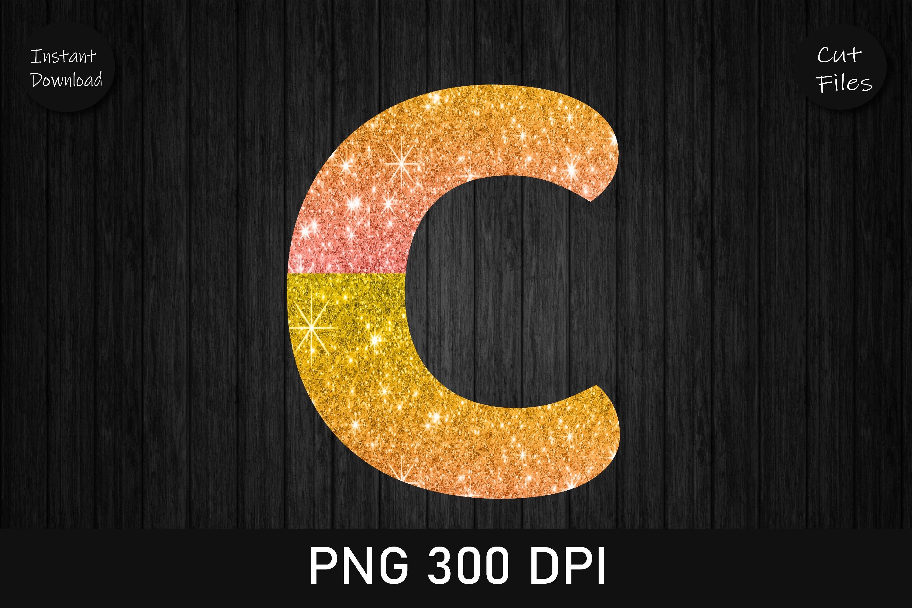 Gold and Coral Glitter Leopard Letter C